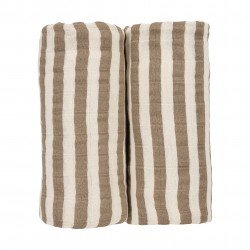 PACK 2 TOALLAS FACIALES 30x30 CM ME-FAT STRIPE TAUPE