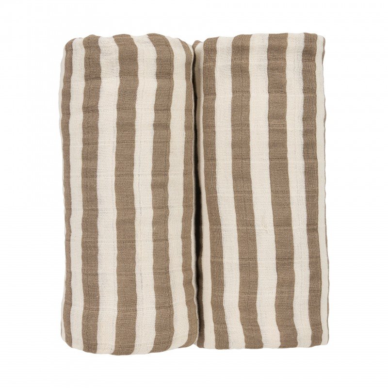 PACK 2 TOALLAS FACIALES 30x30 CM ME-FAT STRIPE TAUPE