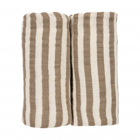 PACK 2 TOALLAS FACIALES 30x30 CM ME-FAT STRIPE TAUPE