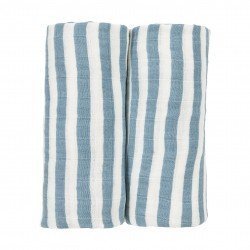 PACK 2 TOALLAS FACIALES 30x30 CM ME-FAT STRIPE JEANS BLUE