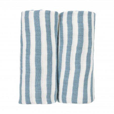 PACK 2 TOALLAS FACIALES 30x30 CM ME-FAT STRIPE JEANS BLUE