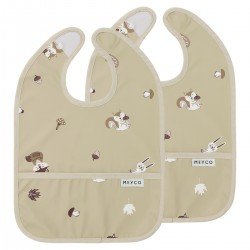 PACK 2 BABEROS CON BOLSILLO  4-24m ME-FOREST ANIMALS SAND