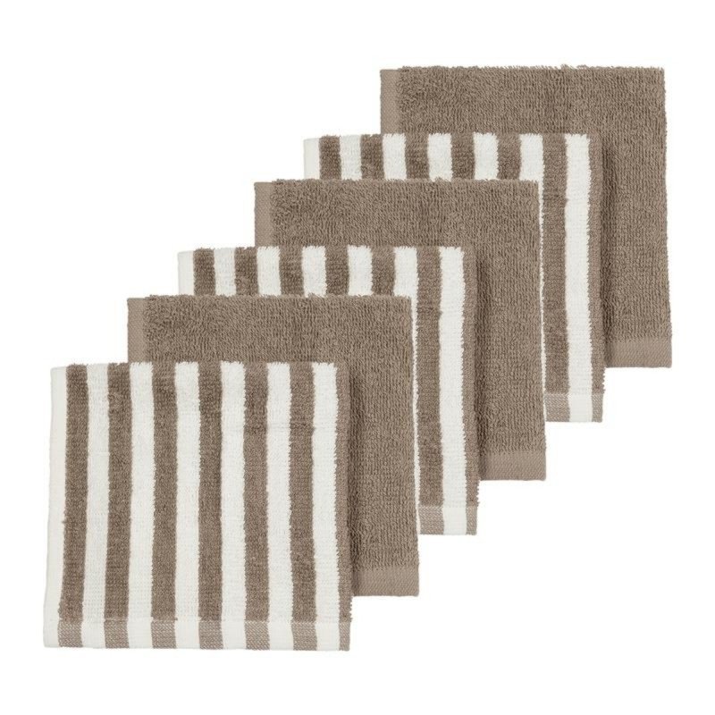 PACK 6 TOALLA FACIALES 30x30 CM ME-FAT STRIPE TAUPE