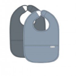 PACK 2 BABEROS CON BOLSILLO  4-24m ME-UNI D.GREY B/J.BLUE