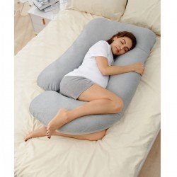 ALMOHADA LACTANCIA FORMA U PP101 46x46x15 CM GRIS TERCIOPELO