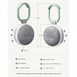 MAQ.SONIDO PORTATIL+LUZ NOCHE WN006 UNICO GRIS